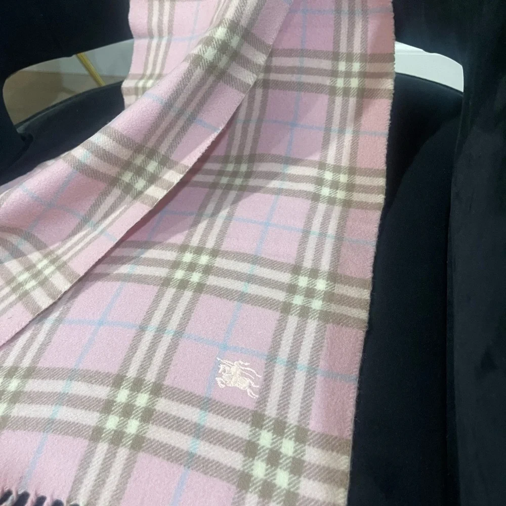 Pink Burberry Check Scarf - Picture 1 of 4